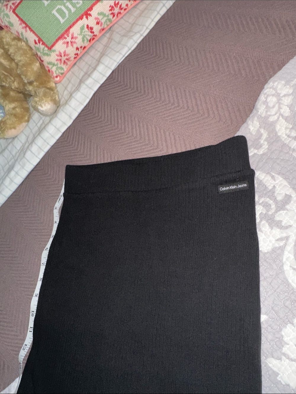 Calvin Klein Jeans Black Ribbed Midi Pencil Skirt